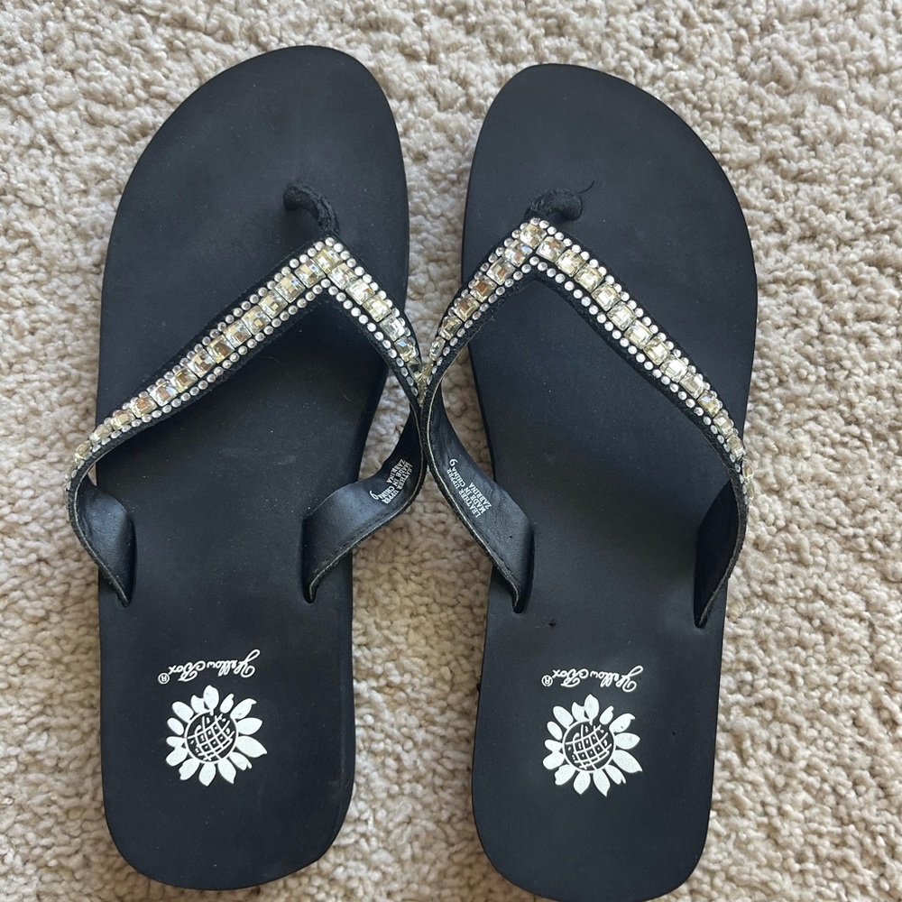 yellow box flip flops!